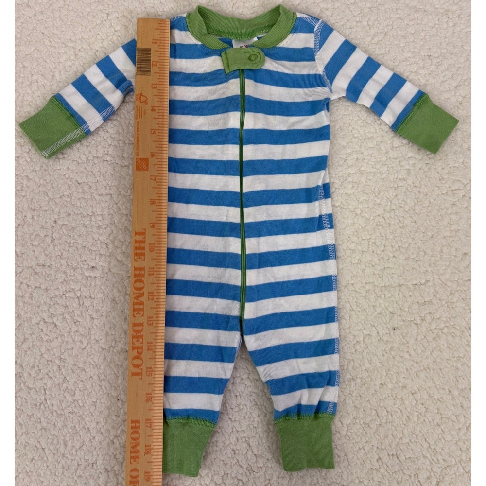 Hanna Andersson Baby Blue White Striped Organic Cotton Sleeper 0-6 Months - Picture 4 of 5